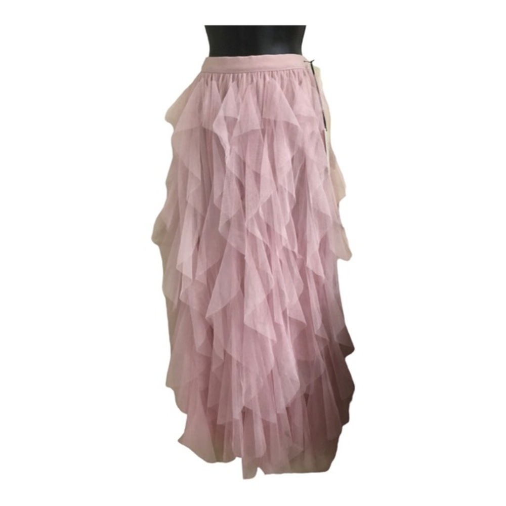 Beautiful pink ruffled chiffon princess tutu banded waist maxi skirt size‎ large